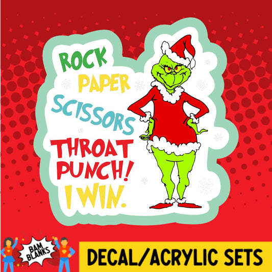 Rock Paper Scissors Throat Punch - DECAL AND ACRYLIC SHAPE #DA03449