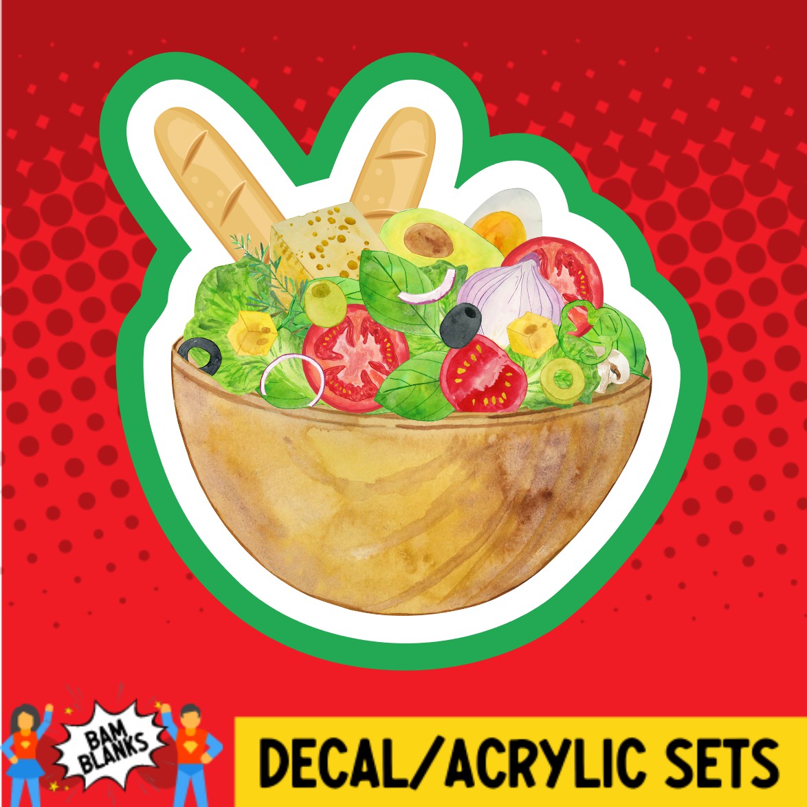 Salad with Breadsticks - DECAL AND ACRYLIC SHAPE #DA02426