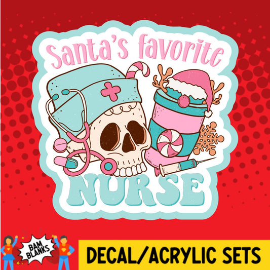 Santas Favorite Nurse Skull Coffee - DECAL AND ACRYLIC SHAPE #DA02612