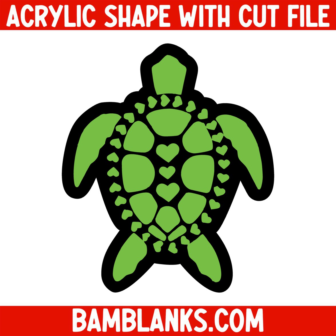 Sea Turtle with Hearts - Acrylic Shape #486