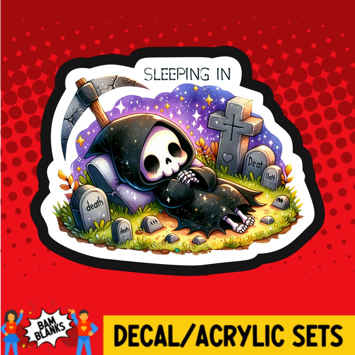 Reaper Secel Sleeping In Grim Reaper - DECAL AND ACRYLIC SHAPE #DA03021 – BAM Blanks ...