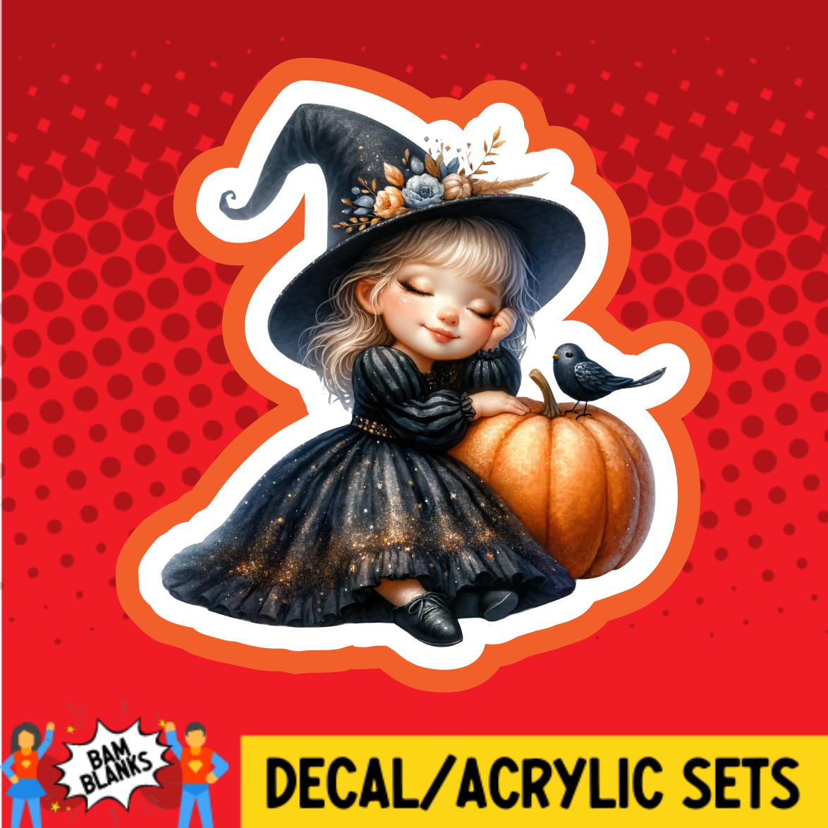 Sleepy Witch - DECAL AND ACRYLIC SHAPE #DA02379