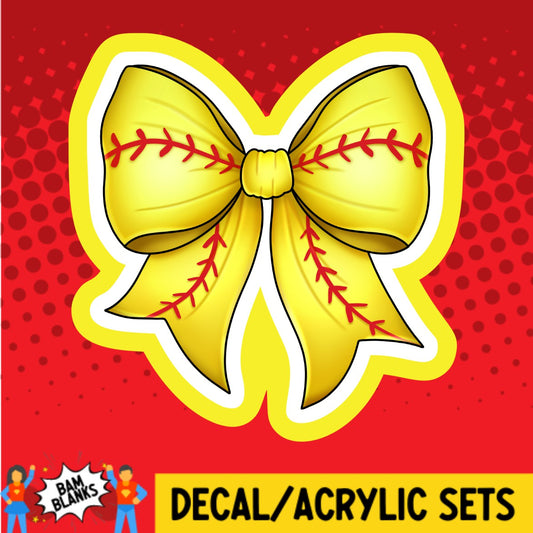 Softball Coquette Bow - DECAL AND ACRYLIC SHAPE #DA03319