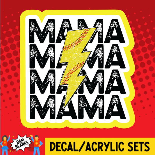 Softball Mama Lightning Strike - DECAL AND ACRYLIC SHAPE #DA03325