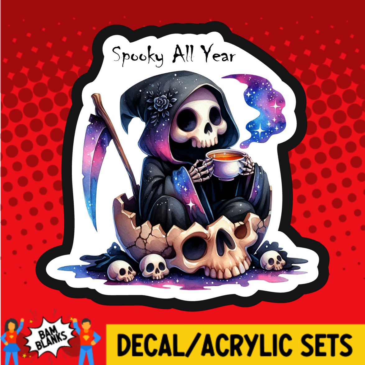 Reaper Secel Spooky All Year Grim Reaper - DECAL AND ACRYLIC SHAPE #DA03023 – BAM ...