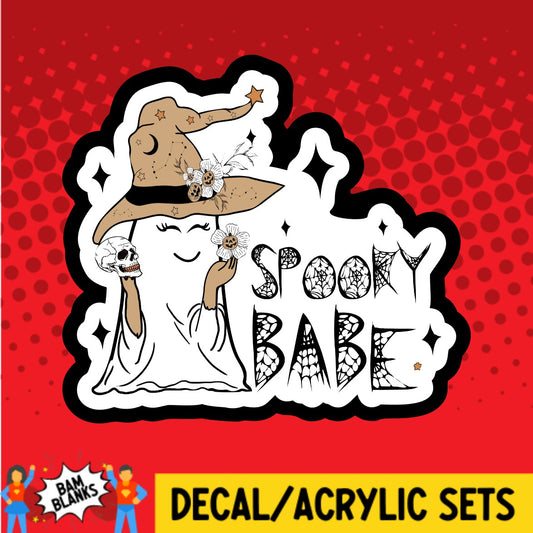 Spooky Babe with Ghost Witch - DECAL AND ACRYLIC SHAPE #DA02308