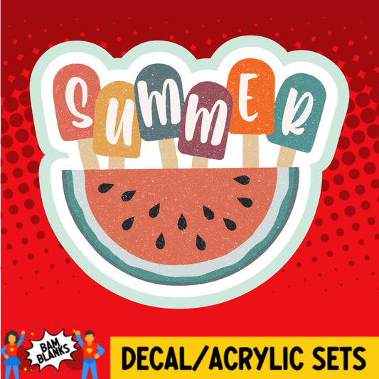 Summer Watermelon and Popsicles - DECAL AND ACRYLIC SHAPE #DA02227