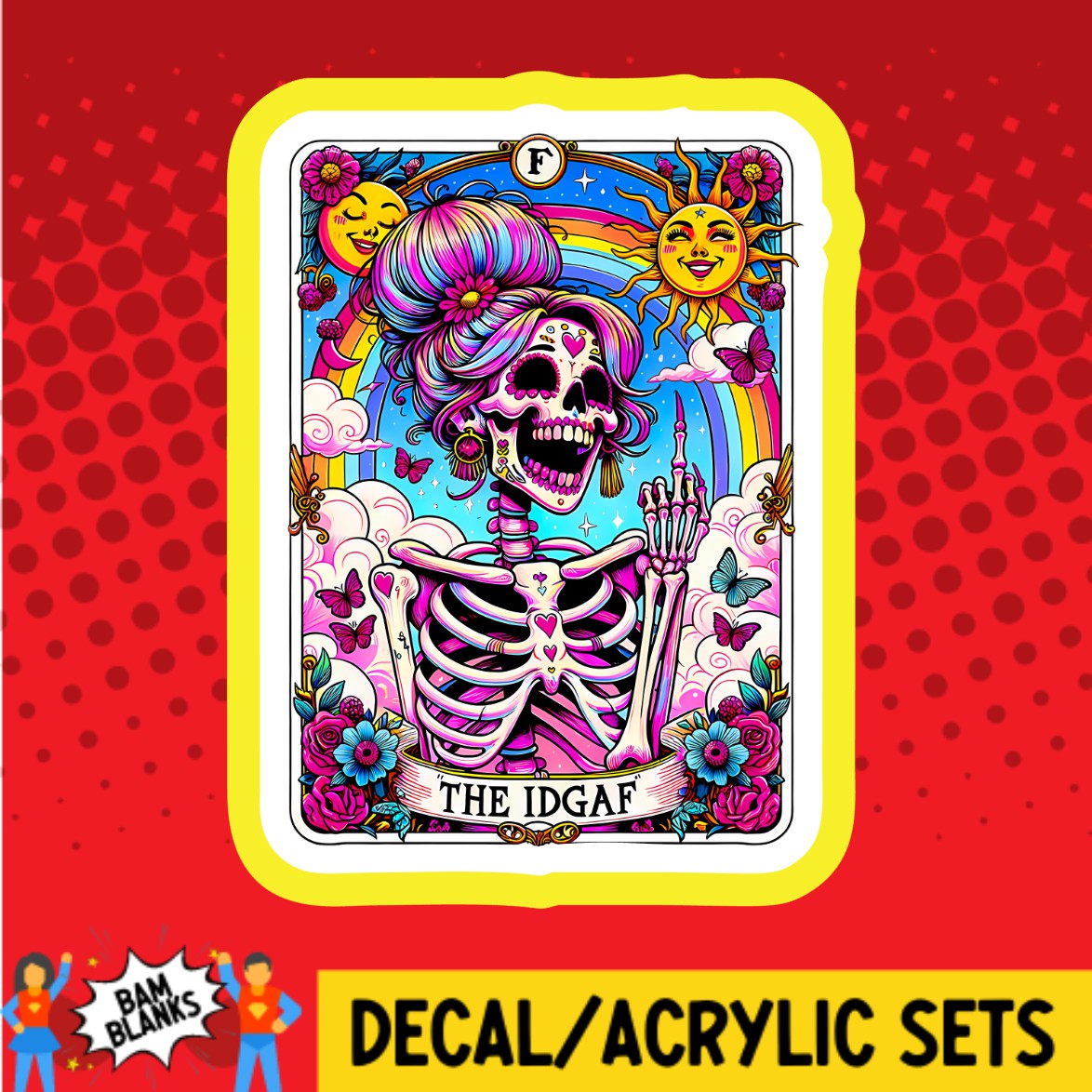 The IDGAF Tarot Card - DECAL AND ACRYLIC SHAPE #DA02674