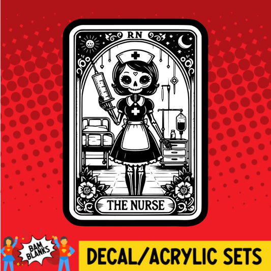 The RN Nurse Sugar Skull Tarot Card - DECAL AND ACRYLIC SHAPE #DA02679