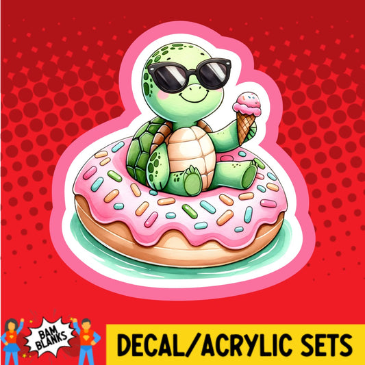 Turtle On Donut Floatie - DECAL AND ACRYLIC SHAPE #DA02878