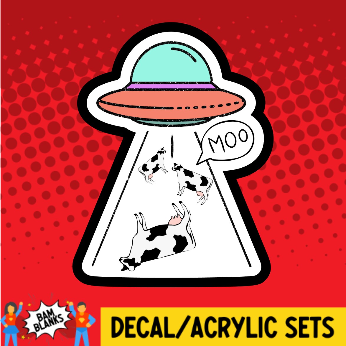 UFO with Cows - DECAL AND ACRYLIC SHAPE #DA02208