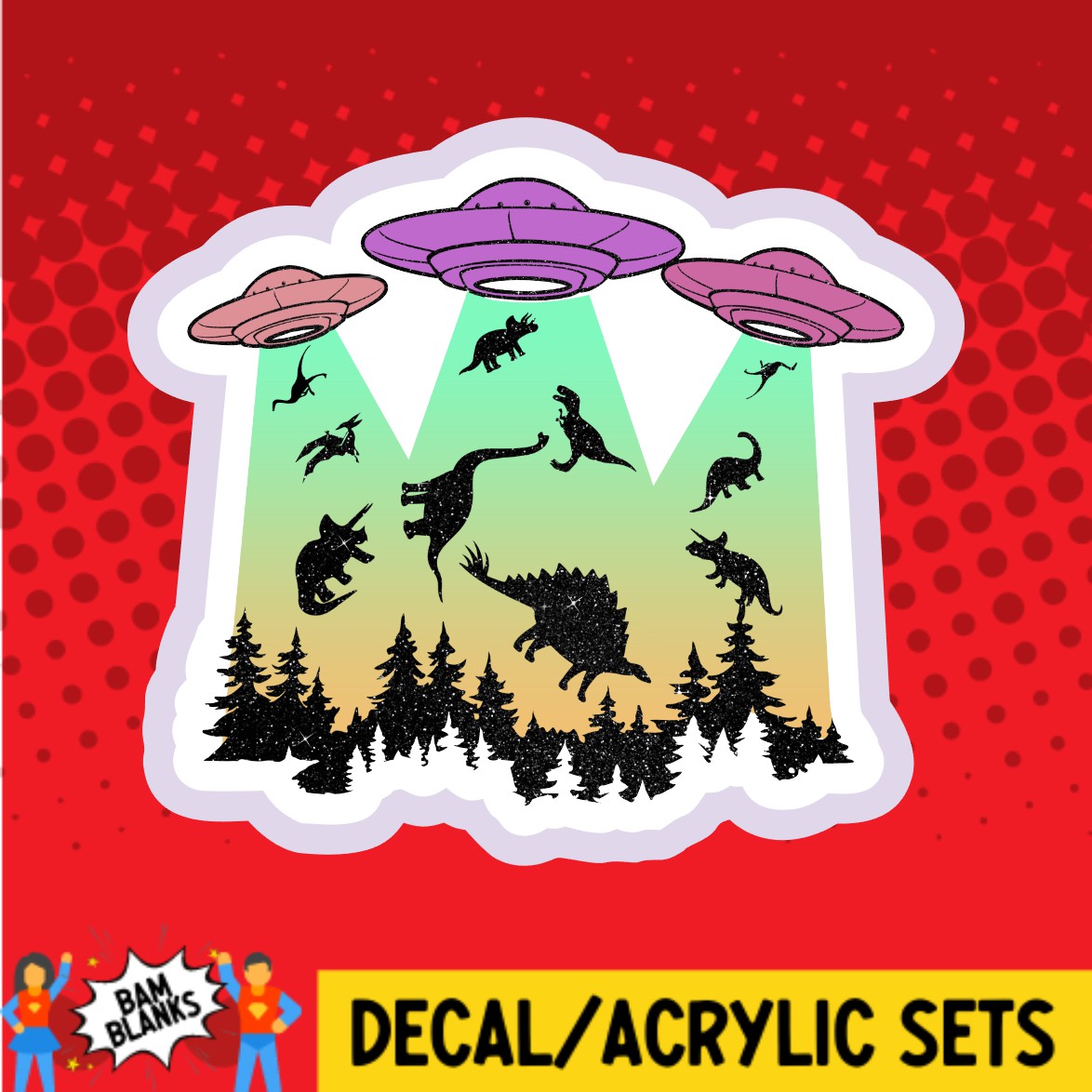 UFO with Dinos - DECAL AND ACRYLIC SHAPE #DA02211