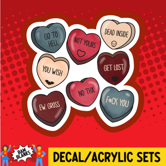 Valentine Candy Hearts - DECAL AND ACRYLIC SHAPE #DA03551