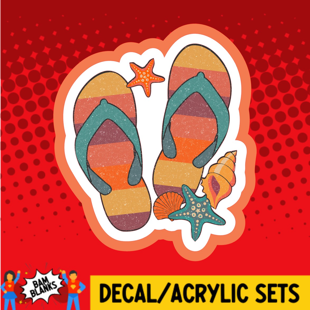 Vintage Flip Flops and Shells - DECAL AND ACRYLIC SHAPE #DA02228 – BAM ...