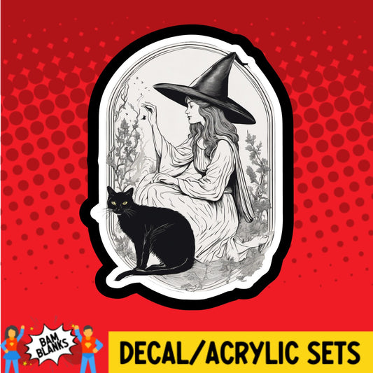 Vintage Witch and Cat - DECAL AND ACRYLIC SHAPE #DA02295