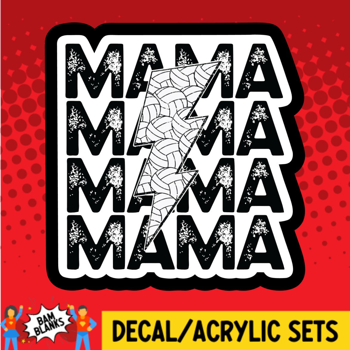 Volleyball Mama Lightning Strike - DECAL AND ACRYLIC SHAPE #DA03326 ...