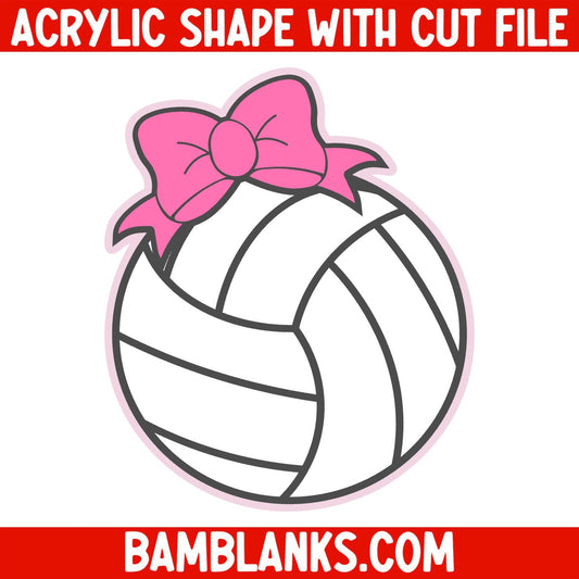 Volleyball with Bow - Acrylic Shape #925