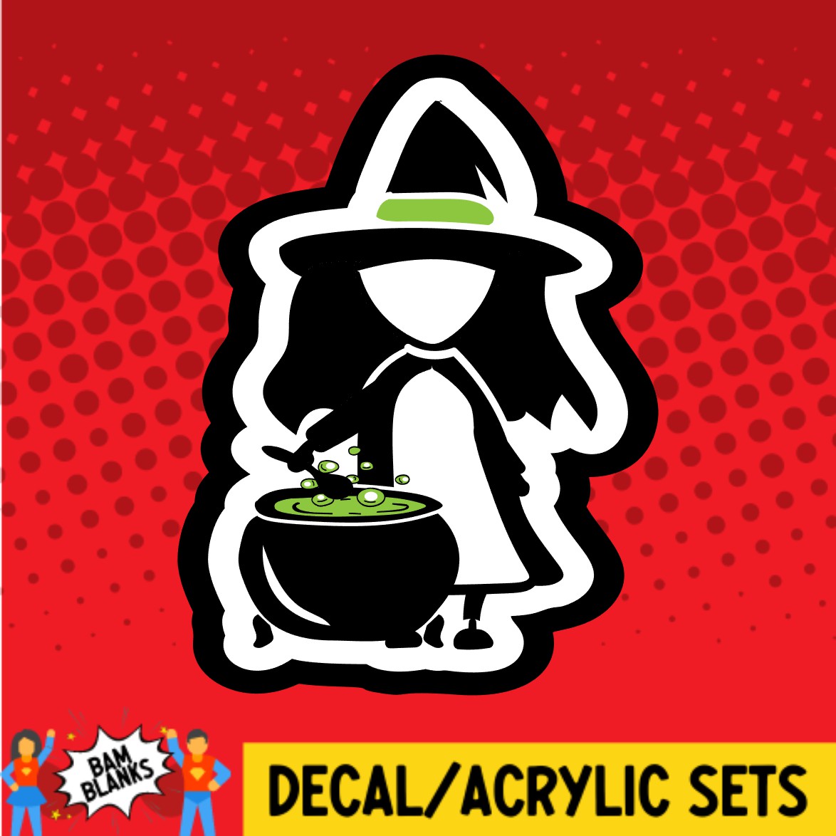 Witch with Cauldron - DECAL AND ACRYLIC SHAPE #DA02297
