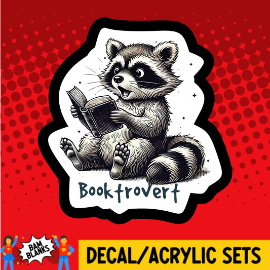 Booktrovert Raccoon - DECAL AND ACRYLIC SHAPE #DA03643
