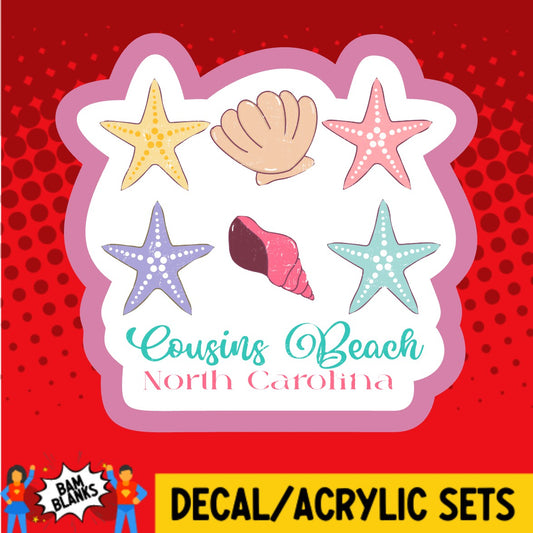 Cousins Beach North Carolina Sea Shells - DECAL AND ACRYLIC SHAPE #DA03649