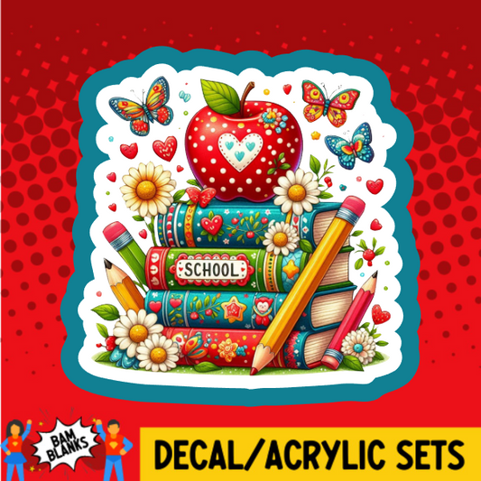 Apple Book Stack - DECAL AND ACRYLIC SHAPE #DA03787