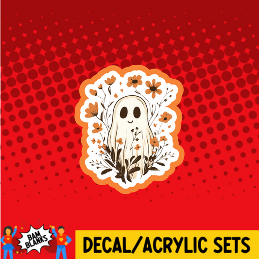 Ghost with Orange Flowers - DECAL AND ACRYLIC SHAPE #DA03748