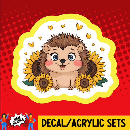 Hedgehog With Sunflowers - DECAL AND ACRYLIC SHAPE #DA03670