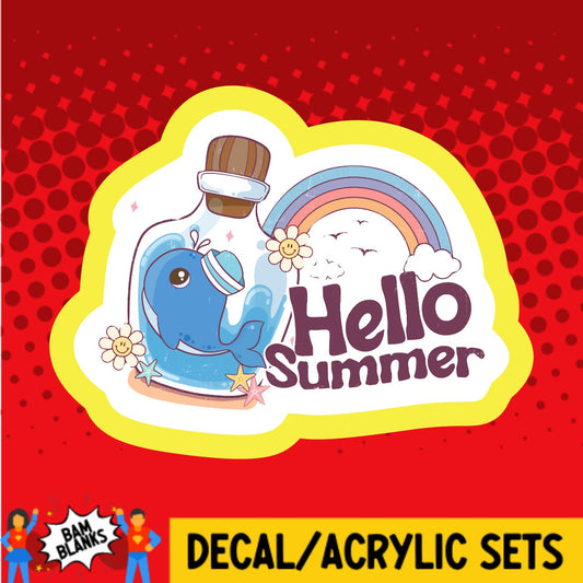 Hello Summer Whale in a Bottle - DECAL AND ACRYLIC SHAPE #DA03671