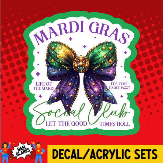 Mardi Gras Coquette Social Club - DECAL AND ACRYLIC SHAPE #DA03576
