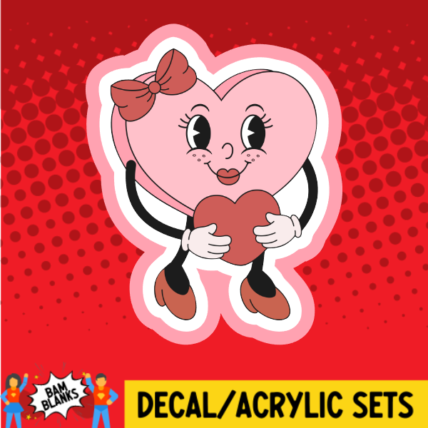 Pink Heart Girl - DECAL AND ACRYLIC SHAPE #DA03823