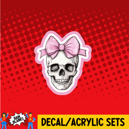 Skull with Pink Bow - DECAL AND ACRYLIC SHAPE #DA03752
