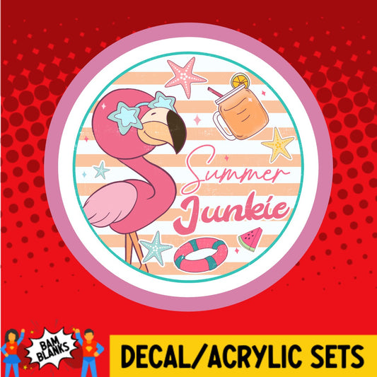 Summer Junkie Flamingo - DECAL AND ACRYLIC SHAPE #DA03694