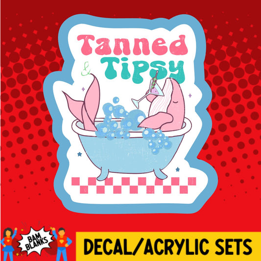 Tanned Tipsy Whale in Bath - DECAL AND ACRYLIC SHAPE #DA03698