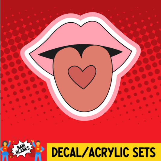 Valentine Lips and Tongue - DECAL AND ACRYLIC SHAPE #DA03821