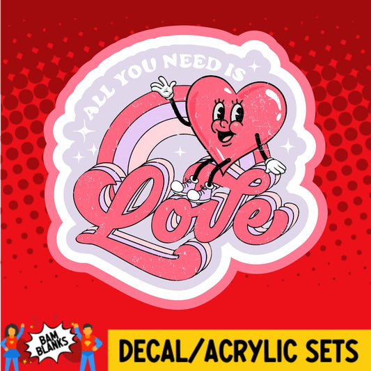 All You Need Is Love Retro - DECAL AND ACRYLIC SHAPE #DA01682