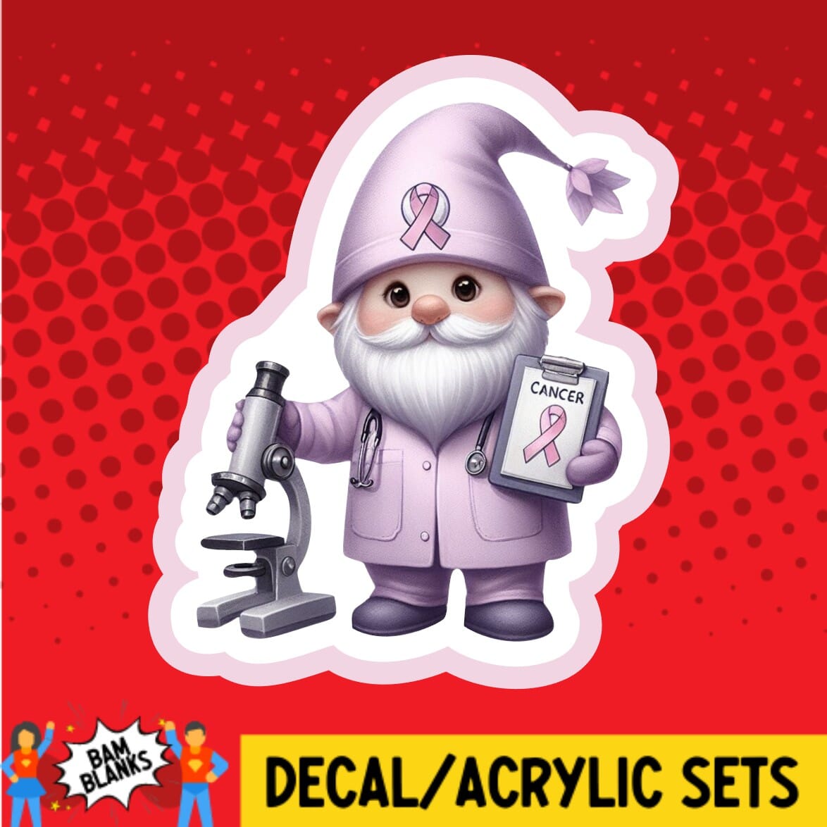 BC Awareness Gnome - DECAL AND ACRYLIC SHAPE #DA02138