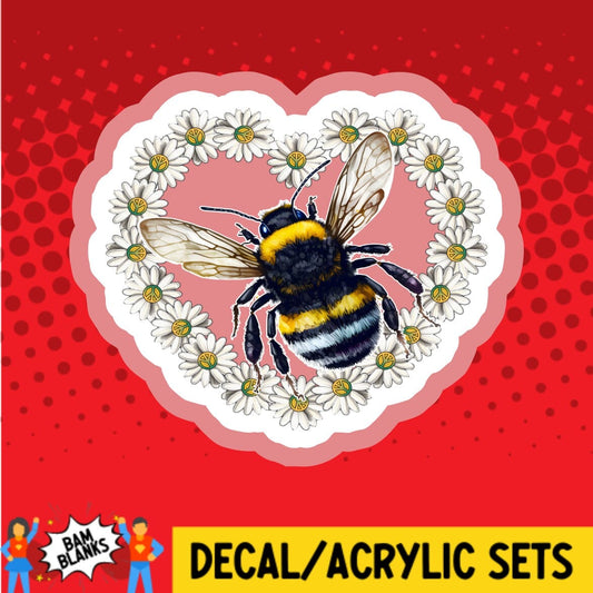 Bee and Daisy Heart - DECAL AND ACRYLIC SHAPE #DA01585