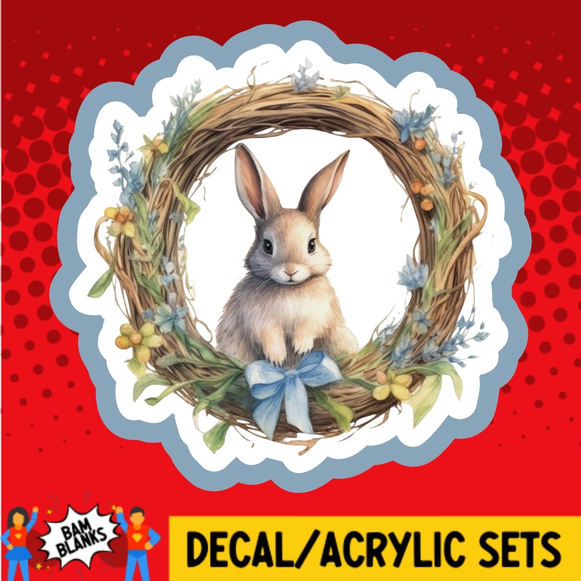 Bunny Wreath - DECAL AND ACRYLIC SHAPE #DA01868