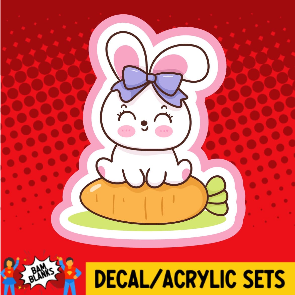 Cute Rabbit on a Carrot - DECAL AND ACRYLIC SHAPE #DA01890 – BAM Blanks ...