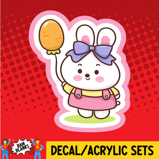 Cute Rabbit with Carrot Balloon - DECAL AND ACRYLIC SHAPE #DA01891