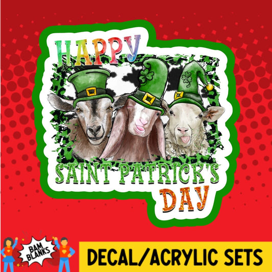 Happy Saint Patricks Day Goats - DECAL AND ACRYLIC SHAPE #DA01762