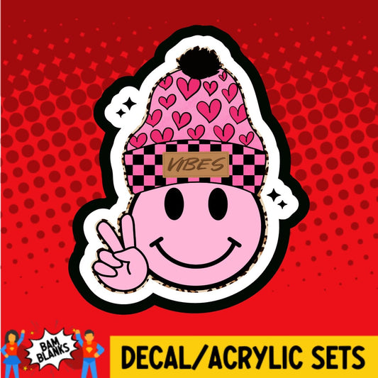Heart Beanie Smiley - DECAL AND ACRYLIC SHAPE #DA01828