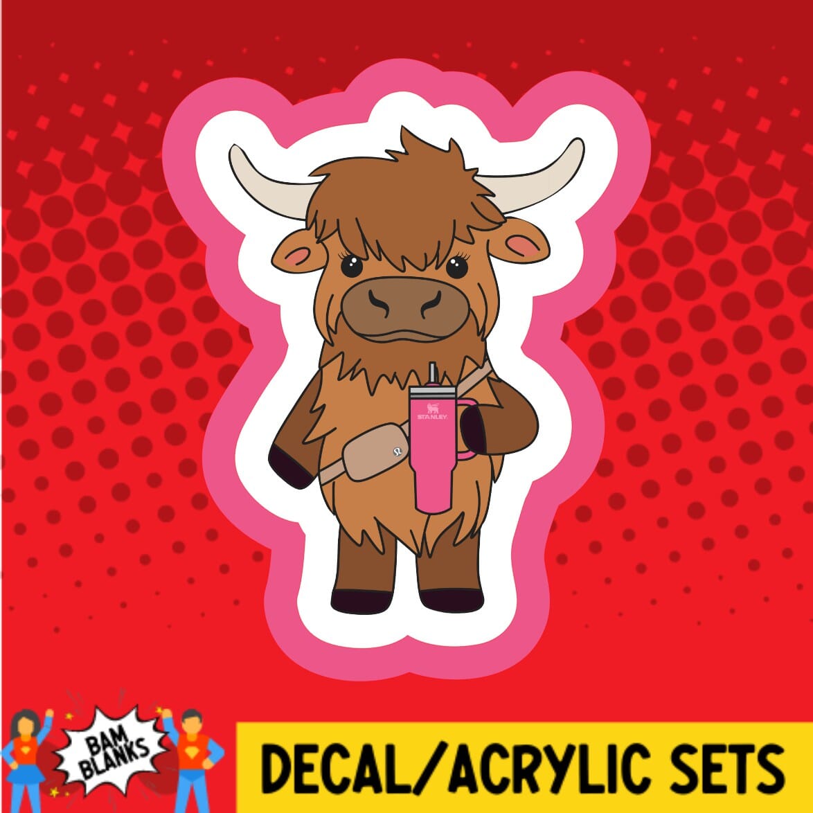 Highland Cow Bougie - DECAL AND ACRYLIC SHAPE #DA01788