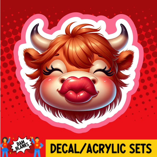 Highland Cow Kisses - DECAL AND ACRYLIC SHAPE #DA01780