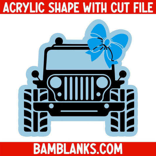 Jeep with Bow - Acrylic Shape #484