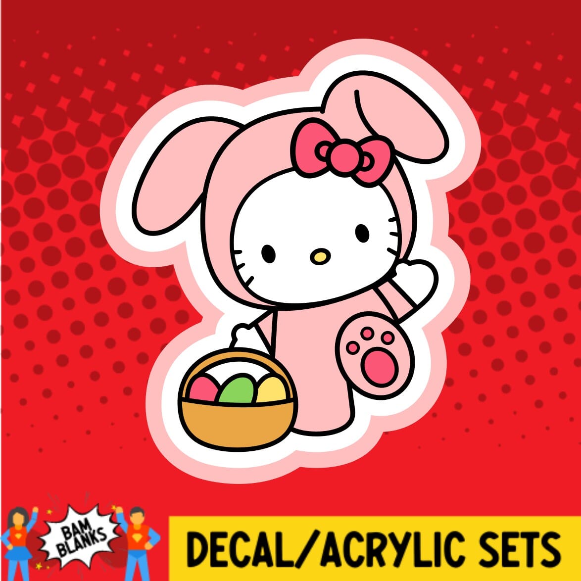 Kitty In Bunny Suit DECAL AND ACRYLIC SHAPE DA01919 BAM Blanks And kitty-in-bunny-suit-decal-and-acrylic-shape-da01919-bam-blanks-and