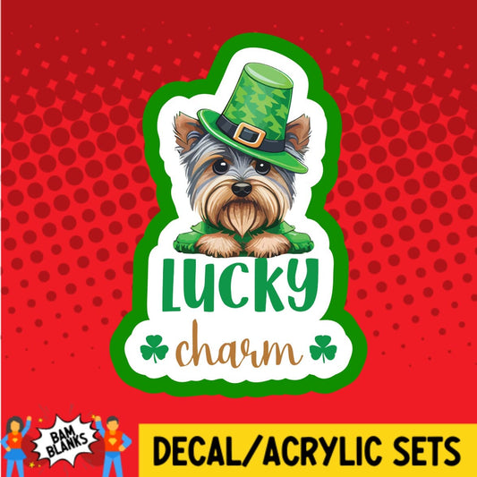 Lucky Charm Yorkie - DECAL AND ACRYLIC SHAPE #DA01713