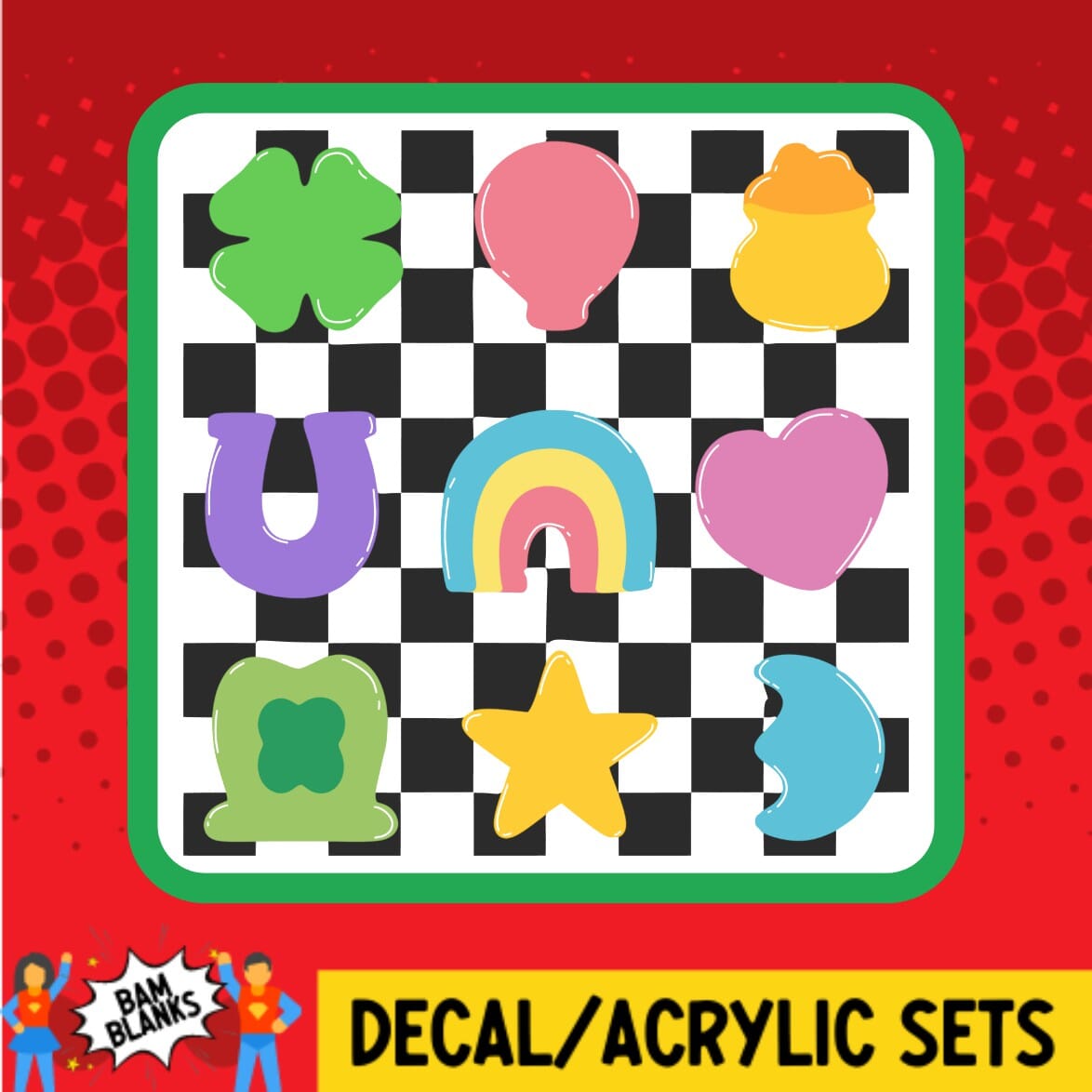 Lucky Charms Square - DECAL AND ACRYLIC SHAPE #DA01782