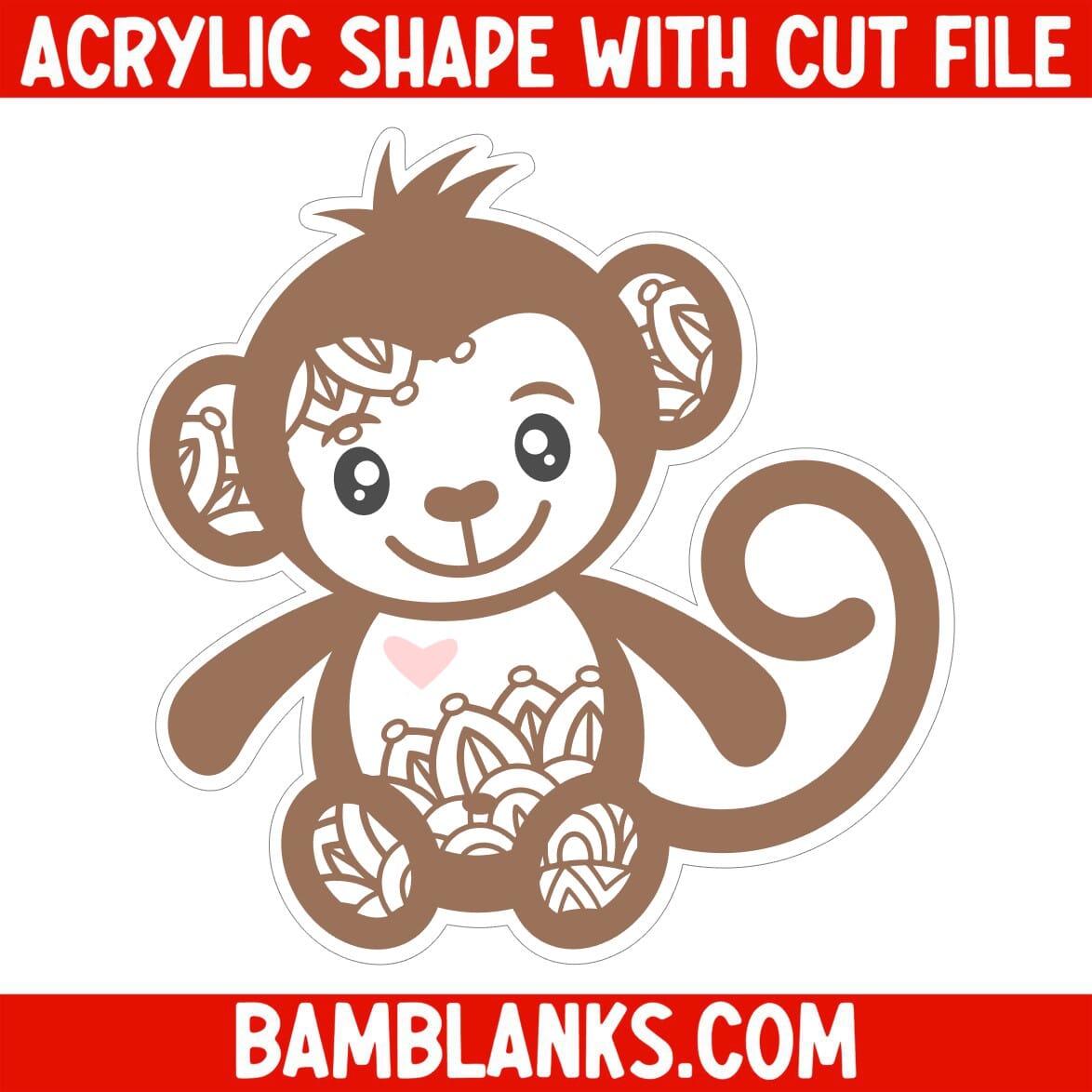 Mandala Monkey - Acrylic Shape #545