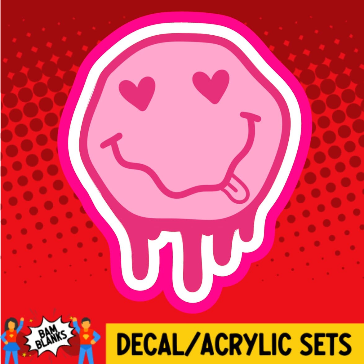 Melty Valentine Smiley - DECAL AND ACRYLIC SHAPE #DA01834